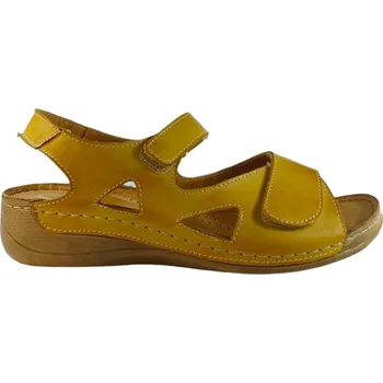 Dámské sandále S 1642 - 133 žluté zdravotní kožené sandály s podporami kleneb 39
