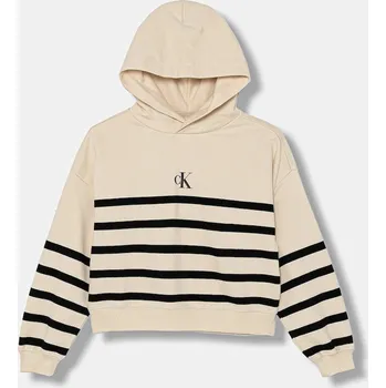 Chlapecké oblečení Dětská bavlněná mikina Calvin Klein Jeans IG0IG02993.9BYA béžová 08X, vel. 140