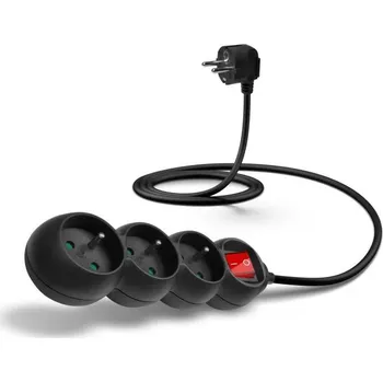 Napájecí kabel Connect IT prodlužovací kabel 230 V, 3 zásuvky, 1,5m, s vypínačem (černý)