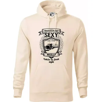 Pánská mikina Nesnáším být sexy - Mlíkař - Mikina pánská Cape s kapucí - 4XL ( Mandlová )