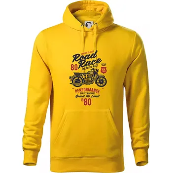Pánská mikina Road Race Motorcycle - Mikina pánská Cape s kapucí - 3XL ( Žlutá )