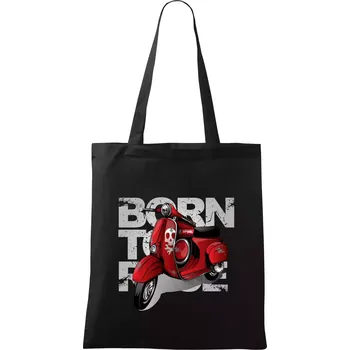 Nákupní taška Scooter born to ride red - Taška bavlněná - 42 x 38 cm ( Černá )