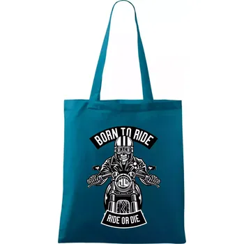 Lebka ride or die - Taška bavlněná - 42 x 38 cm ( Petrolejová )