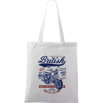 Nákupní taška British Motorcycle - Taška bavlněná - 42 x 38 cm ( Bílá )