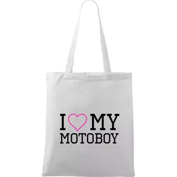 I love my motoboy - Taška bavlněná - 42 x 38 cm ( Bílá )