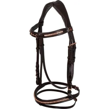 Uzdečka SUPREME Rose Gold s anglickým nánosníkem hnědá COB