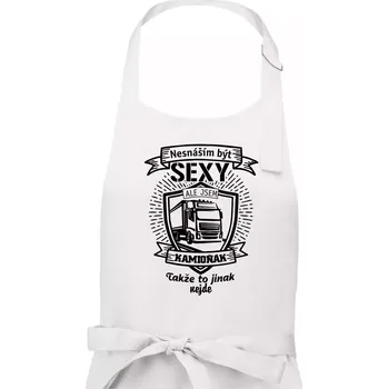 Kuchyňská zástěra Nesnáším být sexy - Kamioňák ERB - Dámská zástěra na vaření - Univerzální velikost ( Bílá )