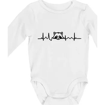 Mýval EKG - Body kojenecké s dlouhým rukávem - Dlouhý r. do 3 měs ( Bílá )