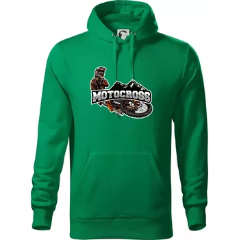 Pánská mikina Motocross pohoří - Mikina pánská Cape s kapucí - 5XL ( Středně zelená )