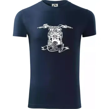 Pánské tričko Biker Motorcycle motorka - Viper FIT - Pánské zůžené tričko - L ( Námořní modrá (velmi tmavá - téměř černá) )