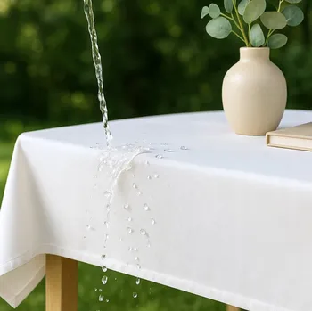 ubrus UBRUS BÍLÝ ODPUZUJÍCÍ SKVRNY NA STŮL 140x180 HLADKÝ VODĚODOLNÝ DEKORATIVNÍ