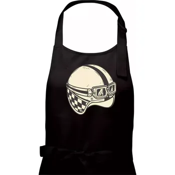 Kuchyňská zástěra Moto helma - žalud - Dámská zástěra na vaření - Univerzální velikost ( Černá )