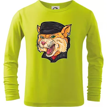 Dětská móda Kocour motorkář - Triko dětské Long Sleeve - 122 cm/6 let ( Limetková )