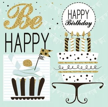 Papírový ubrousek Ubrousky Happy Birthday mátové 20ks 33x33cm