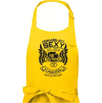 Kuchyňská zástěra Nesnáším být sexy - kamioňák - Dámská zástěra na vaření - Univerzální velikost ( Žlutá )