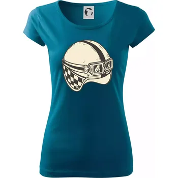 Dámské tričko Moto helma - žalud - Dámské triko Pure - L ( Petrolejová )