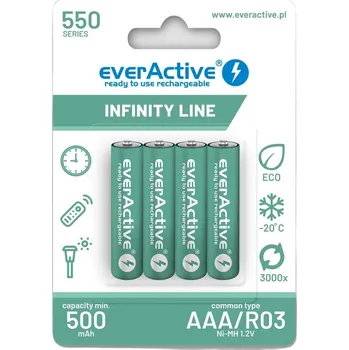 Článková baterie 4x nabíjecí baterie dobíjecí baterie Everactive R03 AAA Ni-MH 1050 mAh