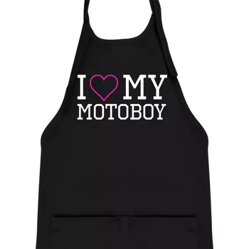 Kuchyňská zástěra I love my motoboy - Dětská zástěra na vaření - Univerzální velikost ( Černá )
