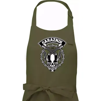 Kuchyňská zástěra Lebka garážník - Dámská zástěra na vaření - Univerzální velikost ( Khaki )