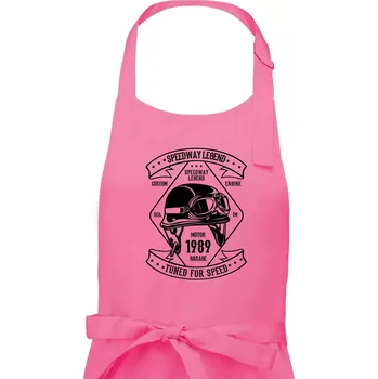 Kuchyňská zástěra Speedway Legend Helmet - Pánská zástěra na vaření - Univerzální velikost ( Růžová )