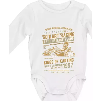 Go Kart Racing - Body kojenecké s dlouhým rukávem - Dlouhý r. 3-6 měs ( Bílá )