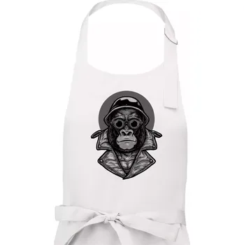 Kuchyňská zástěra Motorkář gorila - Dámská zástěra na vaření - Univerzální velikost ( Bílá )