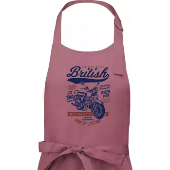 Kuchyňská zástěra British Motorcycle - Pánská zástěra na vaření - Univerzální velikost ( Starorůžová )