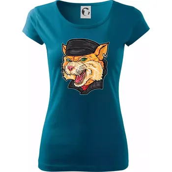 Dámské tričko Kocour motorkář - Dámské triko Pure - L ( Petrolejová )