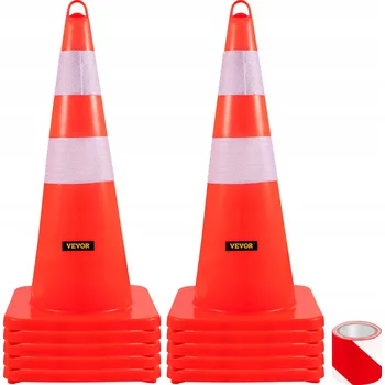 Obraz Dopravní kužely 10 ks, 2 reflexní límce, Bezpečnostní kužely z PVC