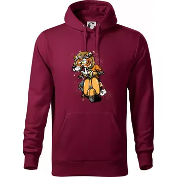 Pánská mikina Tygr motorkářem - Mikina pánská Cape s kapucí - 5XL ( Garnet )