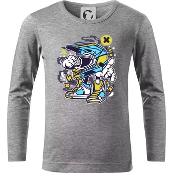Chlapecké tričko Motohelmátor - Triko dětské Long Sleeve - 122 cm/6 let ( Tmavě šedý melír )