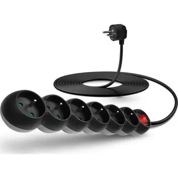 Napájecí kabel Connect IT prodlužovací kabel 230 V, 6 zásuvek, 5m, s vypínačem (černý)