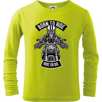 Chlapecké tričko Lebka ride or die - Triko dětské Long Sleeve - 134 cm/8 let ( Limetková )