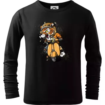 Chlapecké tričko Tygr motorkářem - Triko dětské Long Sleeve - 122 cm/6 let ( Černá )