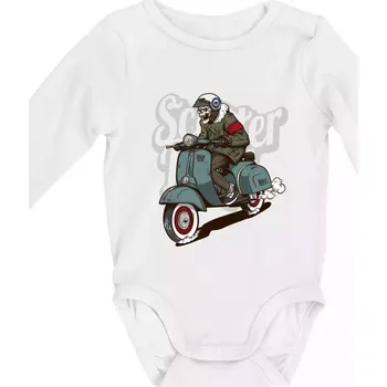 Skútr boy ve vaťáku - Body kojenecké s dlouhým rukávem - Dlouhý r. 3-6 měs ( Bílá )