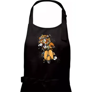 Kuchyňská zástěra Tygr motorkářem - Pánská zástěra na vaření - Univerzální velikost ( Černá )