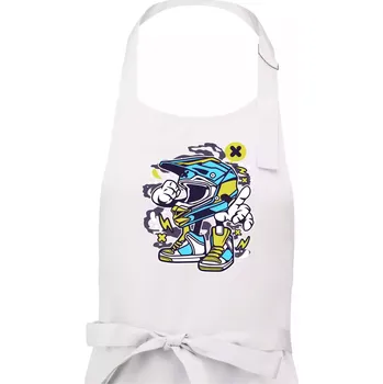 Kuchyňská zástěra Motohelmátor - Dámská zástěra na vaření - Univerzální velikost ( Bílá )