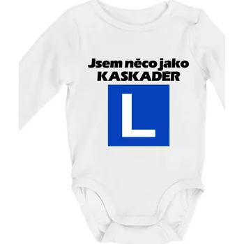 Autoškola něco jako kaskadér - Body kojenecké s dlouhým rukávem - Dlouhý r. do 3 měs ( Bílá )