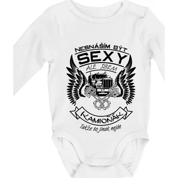 Kojenecký body Nesnáším být sexy - kamioňák - Body kojenecké s dlouhým rukávem - Dlouhý r. do 3 měs ( Bílá )