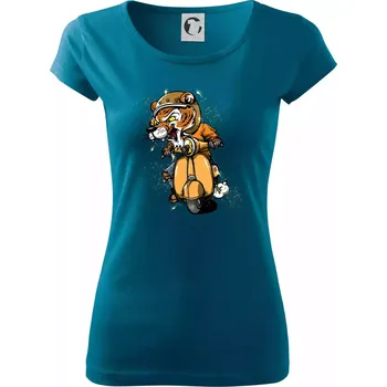 Dámské oblečení Tygr motorkářem - Dámské triko Pure - L ( Petrolejová )