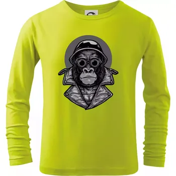 Dětská móda Motorkář gorila - Triko dětské Long Sleeve - 134 cm/8 let ( Limetková )