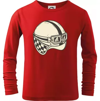 Chlapecké tričko Moto helma - žalud - Triko dětské Long Sleeve - 122 cm/6 let ( Červená )