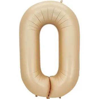 Balónek Foliový balónek Číslice 0 Narozeninový 100 cm Pudrový Béžový Velký XXL 40" VivaParty