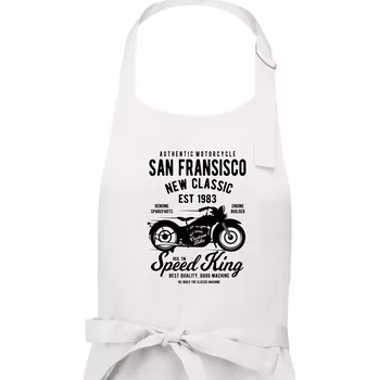 Kuchyňská zástěra San Fransisco Motorcycle - Pánská zástěra na vaření - Univerzální velikost ( Bílá )