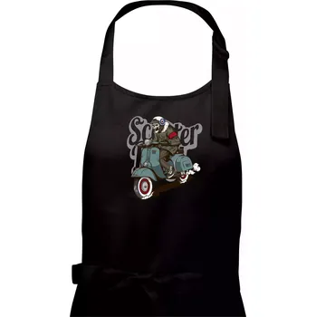 Kuchyňská zástěra Skútr boy ve vaťáku - Dámská zástěra na vaření - Univerzální velikost ( Černá )