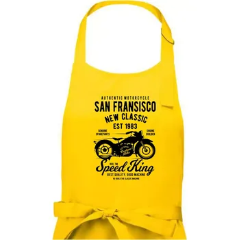 Kuchyňská zástěra San Fransisco Motorcycle - Dámská zástěra na vaření - Univerzální velikost ( Žlutá )