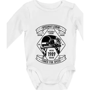 Kojenecký body Speedway Legend Helmet - Body kojenecké s dlouhým rukávem - Dlouhý r. do 3 měs ( Bílá )