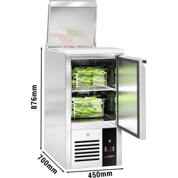 Lednice G.Gastro Commercial Saladette Prep Station PREMIUM – 1 Door – GN 1/1 Pan Well – 450×700 mm – +2 to +8 °C