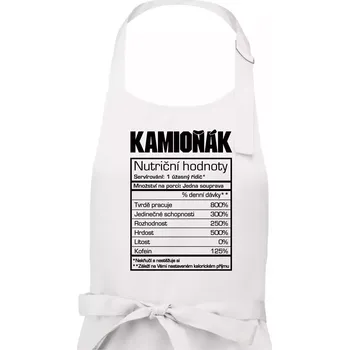 Kuchyňská zástěra Nutriční hodnoty - Kamioňák - Pánská zástěra na vaření - Univerzální velikost ( Bílá )