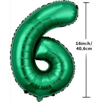 Balónek Fóliový balónek ČÍSLICE 6 k narozeninám, oslavě, zelený, 40 cm (16 palců)
